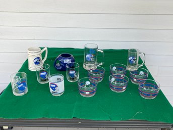 Lot Of New York Giants Glassware