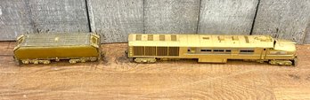 Vintage Alco Brass Model Train Head Car & Metal Model Train Car