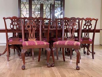 Set Of Ten Ethan Allen 18th Century Mahogany Dining Room Chairs With Claw & Ball Feet
