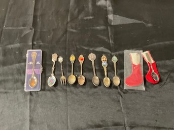 10 Silver Plate Souvenir Spoons