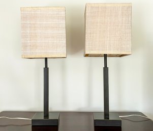 A Pair Of Modern Bronze Table Lamps By CB2