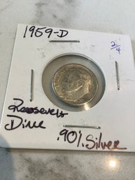 1959 D Roosevelt Dime .90 Silver 185