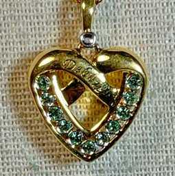 Gold Tone Heart Shaped Necklace Pendant And Chain