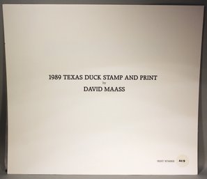 US STAMP AND SIGNED PRINT 1989 TEXAS DUCK STAMP AND PRINT BY DAVID MAASS