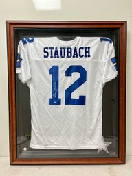 An Autographed Roger Staubach Jersey - Display Box Frame