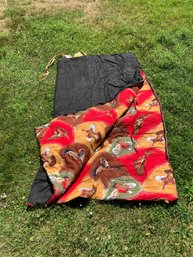 Vintage Sleeping Bag With Pictured Ducks Lining