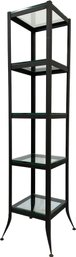 A Modern Oil Rubbed Bronze And Glass Etagere