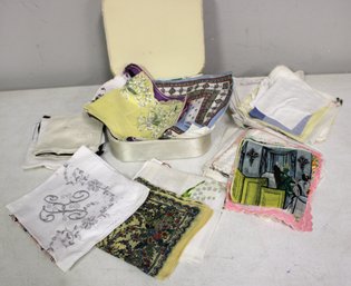 Box Of Vintage Embroidery Handkerchiefs
