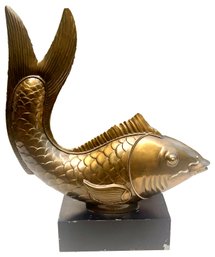 Large Pantenated Heavy Brass Fish Sculpture