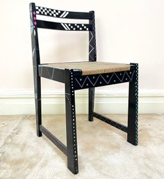 An Amazing Vintage 1980s Modern Hand Painted Side Chair