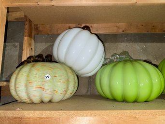 FIVE ART GLASS PUMPKINS