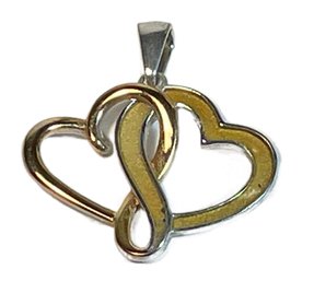 Gold Tone Double Heart Enamel Pednant