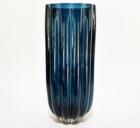 A Large Modern Fluted Art Glass Vase