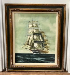 MCM Signed Painting Of A Clipper Ship
