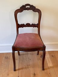 Antique Accent Chair With Velvet Seat