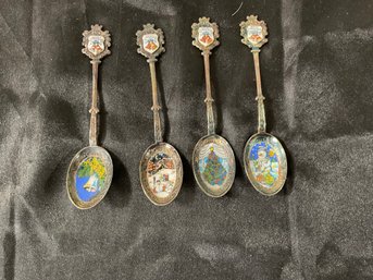 Vintage Christmas Enamel Souvenir Spoons