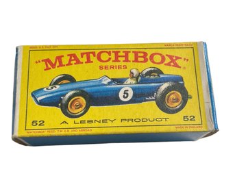 Vtg Matchbox #52 BRM Racing Car F1 Grand Prix With Original Box (read Description Re: Tire)