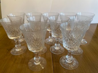 11 Vintage Crystal Glass Wine/ Water Goblets . 3.5' X 6 1/4' ( Corner China Cabinet B)