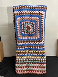 A Vintage Crochet Blanket Multi Color 51' X 58'