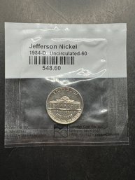 1984-D Uncirculated Jefferson Nickel In Littleton Package