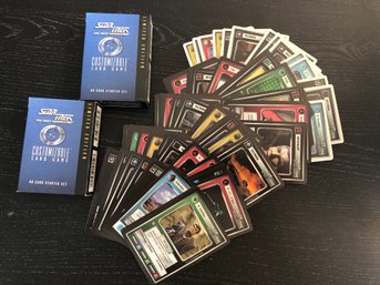 75 Star Trek Next Generation Cards & 2 Starter Sets (60 Cards Each) Opened.   Lot 134