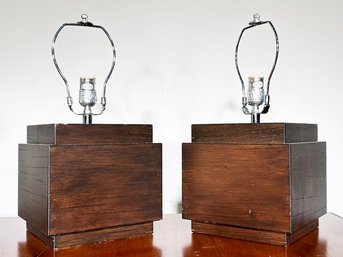 A Pair Of Modern Wood Lamps By West Elm