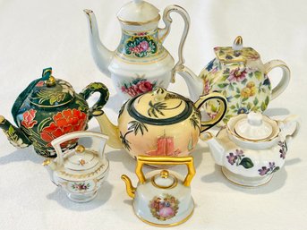 Collection On Miniature Teapots Including A Small Limoges France