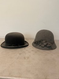 Vintage Bowler And Felt Hat