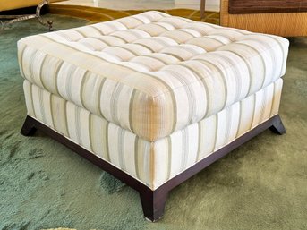 A Fine Quality Tufted Ottoman In Smart Striped Upholstery