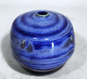 Signed MCM Tom Turner Studio Art Pottery Vase W Blue Glaze