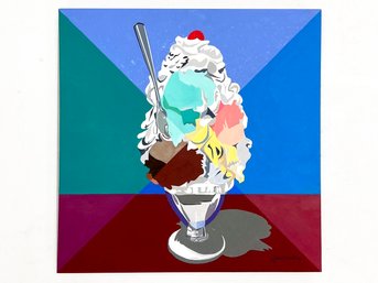 A Vintage Acrylic On Canvas, 'Ice Cream Sundae,' Joan Luby (American, 1934-2015)