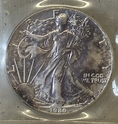 1st Year Issue 1986 WALKING LIBERTY 1 OUNCE .999 FINE SILVER DOLLAR