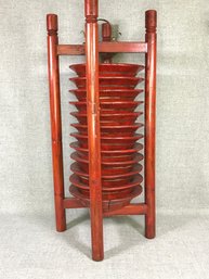 Very Unusual Vintage Chinese Wooden 10 Plate Stacking Caddy Rack - Paid $175 - Very Interesting Piece !