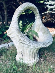 Large Vintage Concrete Basket Planter