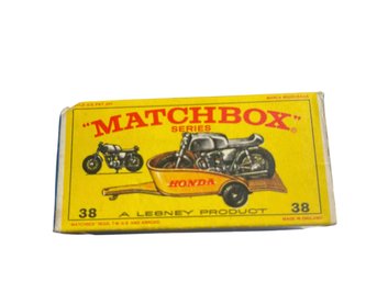 Vtg Matchbox Honda Motorcycle & Trailer In Original Box (box Has A Little Crimping On One Edge- See)