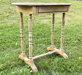 A Vintage Turned Pine Trestle Base Side Table