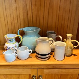 A Group Of Ceramic Pitchers - Including Hand Painted Positano