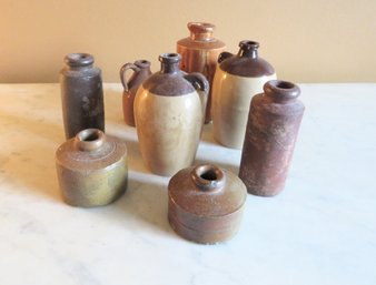 Mini Antique Stoneware Pottery Jugs And Vases Lot