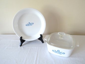 2 Piece Corning Ware Casserole And Pie Plate Cornflower