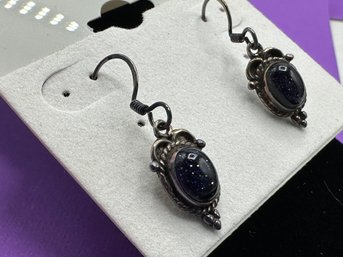 Sterling Silver Earrings With Glass - Pierced