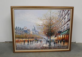 Signed P. Sanchez Oil On Canvas, Parisian Scene
