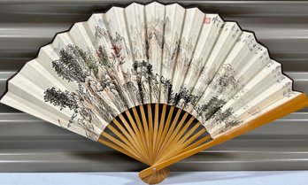 Vintage Hand Painted Ladies Oriental Hand Fan