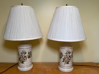 Pair Of Vintage Hand Painted Lamps