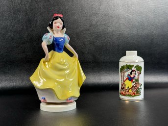 A Pair Of Vintage Snow White Collectibles: Rotating Musical Figurine & Perfume Bottle