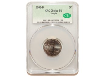 2006-d CAC Choice BU Sample 5C Uncirculated Jefferson Nickel