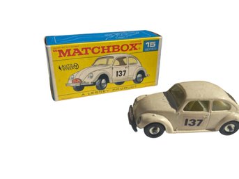 Lot Of 2- Vtg MATCHBOX #15 Auto Steer VOLKSWAGEN BEETLE IN ORIGINAL BOX *plus* Extra Beetle (no Box)