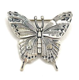 Vintage FABARO Designer Mexican 950 Silver Intricate Butterfly Brooch