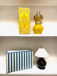 Pairing Of Vintage Collectable Fragrance Bottles - Parlor Lamp & Ming Blue Lamp