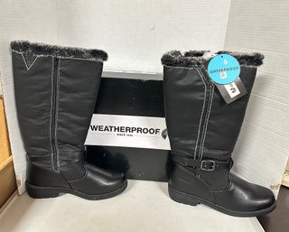 Brand New Totes Women's Black Boots Cozy Winter Waterproof High Black Snow Boots Size 8 1/2 MStyle Debby.TT/A5