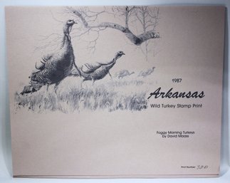 US STAMP AND ARTIST SIGNED STAMP 1987 ARKANSAS WILD TURKEY STAMP DAVID MAASS